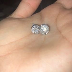 Silver diamond earrings